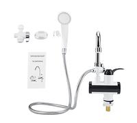 Scaldabagno Elettrico per Doccia, Rubinetto per Acqua Calda Istantanea Senza Serbatoio Elettrico Rubinetto per Riscaldamento Rapido con Display Digitale a LED e Soffione Doccia(Sotto Afflusso)