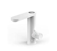 Scaldabagno Rubinetto for lavabo 2 in 1 Rubinetto for acqua calda e fredda Scaldabagno senza serbatoio Rubinetto elettrico che scorre Miscelatore riscaldato Riscaldamento rapido(Matte White)