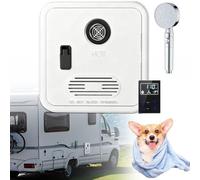 Scaldabagno Senza Serbatoio RV 16x16, 55.000 BTU Acqua Calda Istantanea Sportello Telecomando, 12V DC 3,9 GPM, Propano, Compatibile Tutti i RV(White,With Shower Head)