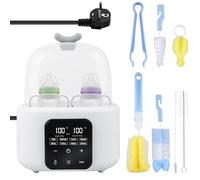 Scaldabiberon 6 in 1, sterilizzatore per biberon, scaldabiberon con spazzola per bottiglie/clip, doppio bicchiere scalda biberon con sterilizzatore, controllo della temperatura, per riscaldare e