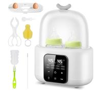 Scaldabiberon Baby 8 in 1 sterilizzatore per biberon, doppio bicchiere con display LCD Baby Bottle Scaldacollo con sterilizzatore a vapore e spazzola per bottiglie e clip per riscaldare/scongelare