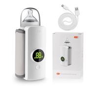 Scaldabiberon on the go, scaldabiberon portatile con display LCD, scaldabiberon mobile con 6000 mAh, 48 ore di isolamento, scaldabiberon portatile da viaggio (bianco)