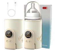 Scaldabiberon per bambini in viaggio, 6 temperature regolabili, 38-50 °C, portatile, con display LCD, ricarica USB, scalda biberon, scalda biberon per latte materno o latte