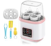 Scaldabiberon per bambini, sterilizzatore 8 in 1, scaldabiberon rapido, scaldabiberon per neonati, scaldabagno e sbrinamento, senza BPA, con display LCD (rosa)