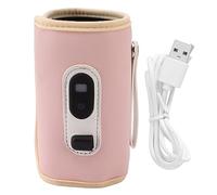 Scaldabiberon per Latte, Display Digitale USB, 5 velocità, Scalda Latte Portatile, Controllo Intelligente della Temperatura in 5 Fasi, Adatto a Casa e in Viaggio, Pelle PU (PINK)