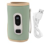 Scaldabiberon per Latte, Display Digitale USB, 5 velocità, Scalda Latte Portatile, Controllo Intelligente della Temperatura in 5 Fasi, Adatto a Casa e in Viaggio, Pelle PU (GREEN)