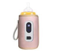 Scaldabiberon per Latte, Riscaldamento Sensibile Scaldabiberon Display LCD Temperatura Regolabile Luce Portatile con Cavo Dati USB per i Viaggi (Rosa)