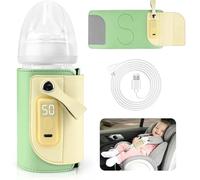 Scaldabiberon portatile, borsa scaldabiberon USB, 5 marce, regolabile, con display LCD, per latte e alimenti per bambini, verde