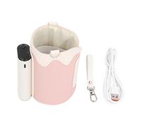 Scaldabiberon Portatile, Borsa Scaldalatte Universale Ricaricabile e Regolabile con Temperatura a 21 Marce in Pelle, Hardware, Silicone per Viaggi a Casa (PINK)