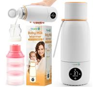 Scaldabiberon Portatile Ricaricabile con Distributore di Formula - 17oz/500ml, Riscaldamento Veloce, Controllo Preciso della Temperatura, Fino a 12 ore di Riscaldamento con Display LCD, Arancione