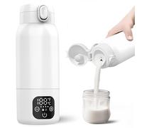 Scaldabiberon Portatile Senza Fili di 500ml, Riscaldamento Rapido Scalda Biberon Neonato Portatile con 11000 mAh Scaldabiberon Elettrico con LCD per Latte Materno e Acqua Regolabile da 35 a 70 °C