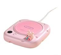 Scaldabicchieri digitale alimentato tramite USB, con display a LED intelligente, tre impostazioni di temperatura e timer di spegnimento automatico di 8 ore, per tazze in vetro e metallo (rosa)