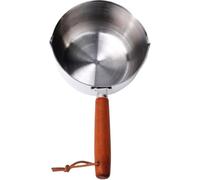 Scaldaburro in acciaio inox da 500 ml, mini pentola, con manico in legno e corda sospesa, beccuccio per olio da cucina,