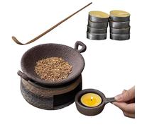 Scaldacandele in porcellana - Supporto per bruciatore di per teiera, diffusore di olio in ceramica con luce, resistente al calore con ciondolo, espositore da tavolo, scaldacuore per medita