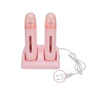 Scaldacera a Rullo con Doppia Cartuccia, Scaldacera Professionale per Depilazione Rulli per Capelli Epilatore Macchina per Cera - Rosa (220V)
