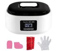 Scaldacera Alla Paraffina, Pentola per Sciogliere la Cera Delle Candele con Guanti e Copriscarpe, Riscaldamento Rapido e Temperatura Regolabile Su 2 Livelli, Grande Capacità di 2000 Ml e Facile white