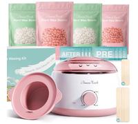 Scaldacera Cera Brasiliana Kit: Scalda Cera per Ceretta, 400g Cera, 42 Accessori per Depilazione per Uso Domestico e in Salone, per Tutto il Corpo, Sopracciglia, Viso, Bikini, per Donna e Uomo, Rosa