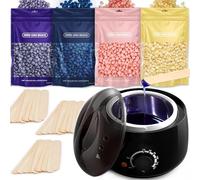scaldacera kit cera brasiliana ceretta brasiliana: scaldacera 400g Cera, brasiliana kit completo scalda cera per ceretta per Uomo Donna 30 Spatole Nero
