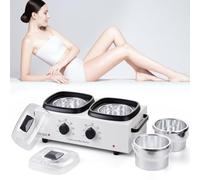 Scaldacera Portatile Professionale a Doppia Pentola da 1000 Ml con Set di Temperatura Regolabile per Depilazione