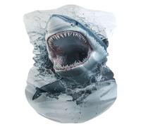 Scaldacollo 3D Hole White Wall Animal Shark Headwrap Elastico Multiuso Ghetta per Donna Pesca Adulto 25X50Cm