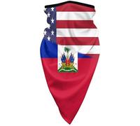 Scaldacollo American Flag And Haiti Flag Sciarpa A Mezza Faccia Traspirante Bandana Multiuso Ghetta, per Yoga, Campeggio, Pesca, 24x51cm