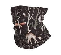 Scaldacollo Animal Owl Fox Deer Black Passamontagna Traspirante Ghetta Da Collo Antivento Fascia Capelli Per Uomo Donna Campeggio Escursionismo 25X50Cm