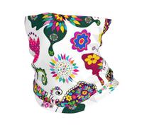 Scaldacollo bianco con motivo floreale colorato con farfalle stampate, per donne e uomini, antivento, maschera per il viso per sport con tempo freddo