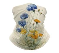 Scaldacollo Blue Cornflowers And Yellow Daisies Vintage Decorazione Facciale Unisex Bandana Versatili Fascia per Capelli, per Estivo, Bambini, Sports, Uomo, 26x30cm