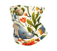 Scaldacollo Cartoon Elephant Flowers Fascia per Capelli Elastico Multiuso Ghetta da Collo per Yoga Pesca Outdoor 25X50Cm