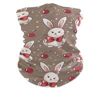 Scaldacollo Cartoon White Rabbit Red Bow Cherries1 Bandana Versatili Unisex Ghetta da Collo per Uomo Arrampicata Yoga 25X50Cm