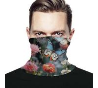 Scaldacollo Colorful Flowers And Butterflies Bandana Versatili Fascia per Capelli Antivento Cerchietto per Capelli, per Campeggio, Outdoor, Yoga, 26x30cm