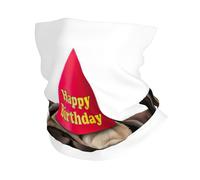 Scaldacollo con stampa di cucciolo di carlino con scritta "Happy Birthday", ultra morbido, elastico, per l'inverno, per uomo e donna