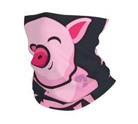 Scaldacollo con stampa di maiale rosa sorridente, unisex, antivento, maschera per il viso, sciarpa per sport freddi