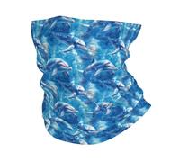 Scaldacollo Cute Dolphin Blue Ocean Print Sciarpa A Mezza Faccia Elastico Traspirante Ghetta da Collo per Adulto Sports Uomo 25X50Cm