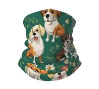 Scaldacollo Dogs Flower Pattern Headwrap Antiscivolo Cerchietto per Capelli Elastico Sciarpa A Mezza Faccia, per Ciclismo, Adulto, Estivo, Outdoor, 26x30cm