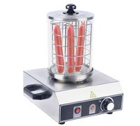 Scaldacollo elettrico professionale, in acciaio inox da 350 W e vetro, riscaldamento rapido per 8 hot dog, termostato preciso da 30 a 85 °C, ideale per carri alimentari/feste, 28 x 26 x 35,5 cm