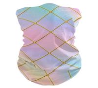 Scaldacollo Gold Grid Gradient Modern Rainbow Cube Headwrap Traspirante Unisex Ghetta per attività Sports Yoga 25X50Cm
