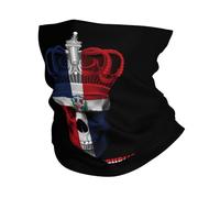 Scaldacollo King Skull Dominican Republic Flag Copricollo Elegante Passamontagna Antiscivolo Sciarpa Per Yoga Escursionismo Arrampicata