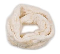 Scaldacollo pelliccia beige ecologica sintetica da donna ragazza collo ad anello chiuso sciarpa di ecopelliccia fascia calda morbida casual elegante viaggio invernale autunno inverno 2025 2026 Panna