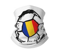 Scaldacollo Romanian Flag On Soccer Ball Sciarpa A Mezza Faccia Elastico Fascia per Capelli Unisex Copricapo A Mezza Faccia, per attività, Arrampicata, Campeggio, 26x30cm