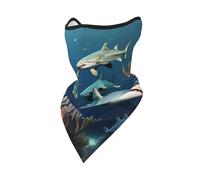 Scaldacollo Sharks Under The Sea Pattern Bandana Elastico Passamontagna Antivento Ghetta, per Yoga, Uomo, Escursionismo, 24x51cm