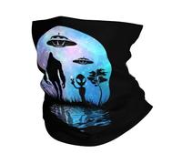 Scaldacollo UFO Alien And Bigfoot Moon Sciarpa A Tubo Multiuso Elastico Ghetta da Collo per Pesca Donna Bambini 25X50Cm