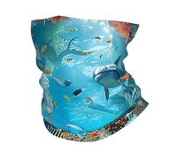 Scaldacollo Underwater World Coral Dolphin Fish Ocean Life Tropical Sciarpa al Collo Protezione UV Antivento Ghetta da Collo per Donna Estivo Ciclismo 25X50Cm