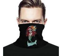 Scaldacollo Uomo Donna Fish with Day of The Dead Fascia per Capelli Durevole Passamontagna Traspirante Sciarpa A Mezza Faccia, per attività, Outdoor, Pesca, Sports, 26x30cm