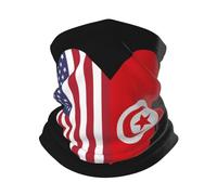 Scaldacollo Uomo Donna Half Tunisia Flag Half USA Flag Love Heart Copricapo A Mezza Faccia Versatili Headwrap Stampato Sciarpa A Tubo, per Sports, Yoga, Donna, 26x30cm