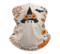 Scaldacollo Uomo Donna Halloween White Wearing Black Witch Hat Vintage Ghetta da Collo Elastico Cerchietto per Capelli Antivento Sciarpa A Tubo, per Yoga, Estivo, Motocicletta, 26x30cm