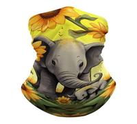 Scaldacollo Uomo Donna Mother And Baby Elephant Sunflowers Ghetta da Collo Sportiva Sciarpa A Tubo Protezione UV Passamontagna, per Outdoor, Campeggio, Uomo, 26x30cm