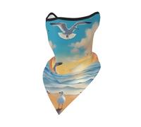 Scaldacollo Uomo Donna Seagulls By The Sea Pattern Sciarpa A Tubo Versatili Copricapo A Mezza Faccia Lavabile Sciarpa al Collo, per Adulto, Yoga, Uomo, 24x51cm