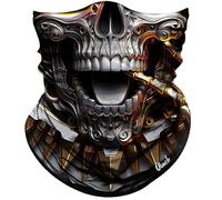 Scaldacollo Uomo Donna Skull Gold And Blue Eyes Decorazione Facciale Elegante Bandana Lavabile Ghetta, per Estivo, Outdoor, attività, 26x30cm