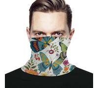 Scaldacollo Uomo Donna Spring Flower Butterfly Headwrap Traspirante Copricapo A Mezza Faccia Elastico Ghetta da Collo, per Pesca, Adulto, attività, 26x30cm